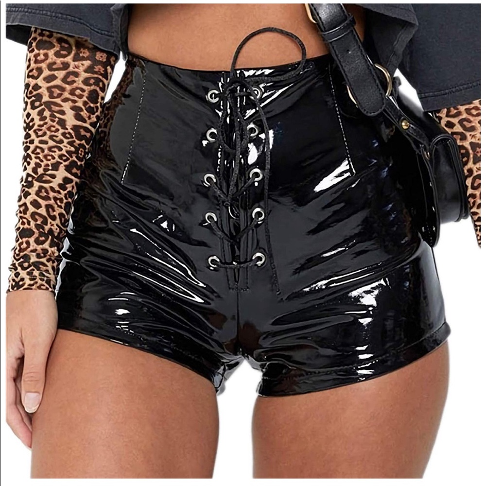 Faux leather tie shirts